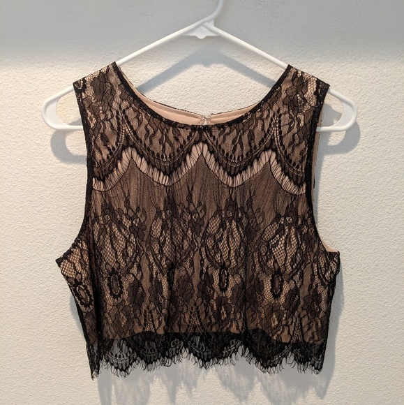 Express Tops - Black Lace Crop Top